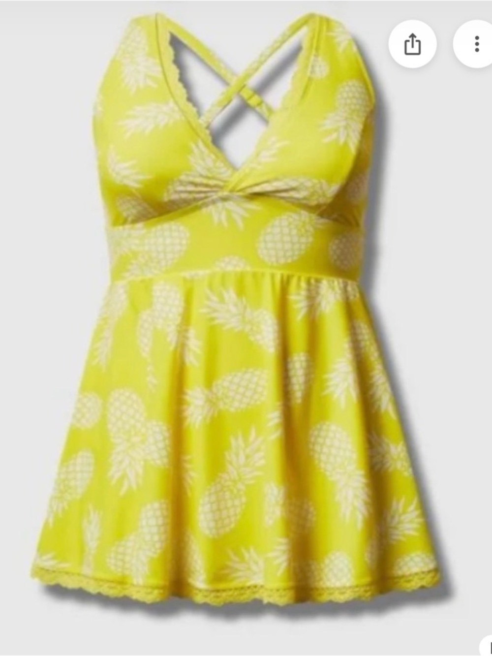 torrid Yellow Pineapple One-Piece Swim Dress with Crisscross Back